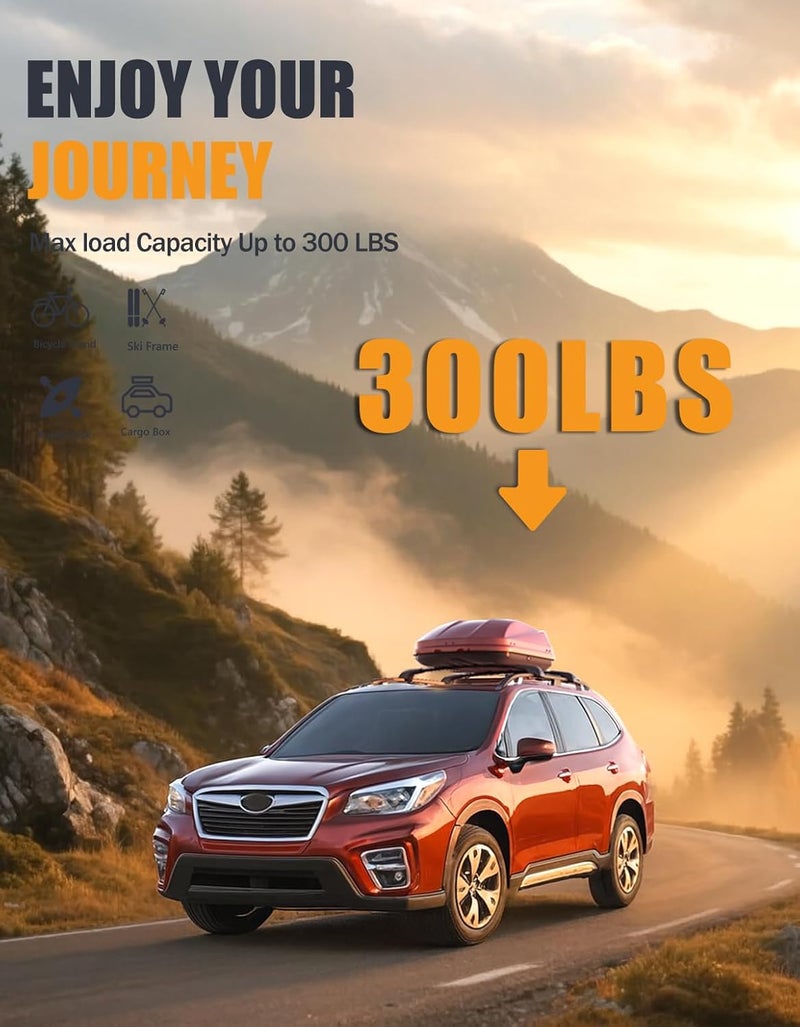 KINGGERI 300lbs Roof Rack Cross Bars Compatible with Subaru Forester 2014-2026 with Raised Side Rails (Not for Wilderness), Lockable Heavy Duty Aluminum Roof Rails Crossbars Luggage SUV Accessories - Image 3